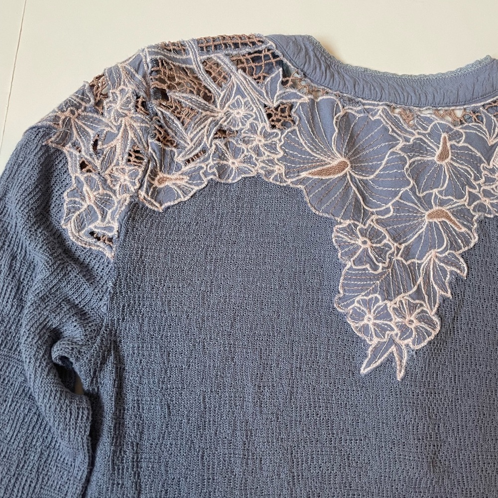 Free People Easy Breezy Long Sleeve Henley in Dusk Blue - Picture 11 of 11